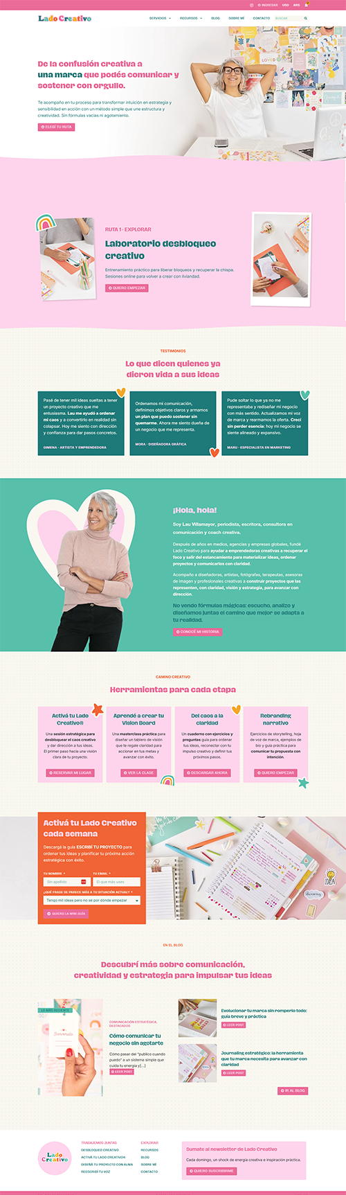 Sitio web de Lado Creativo, diseñado por Maira Gallardo