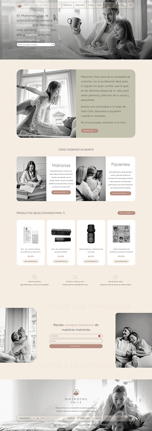 Sitio web de Matronas Chile, diseñado por Maira Gallardo