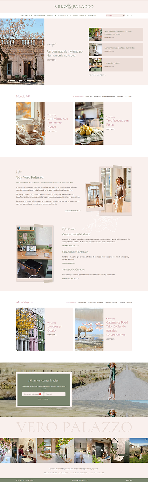 Sitio web de Vero Palazzo, diseñado por Maira Gallardo